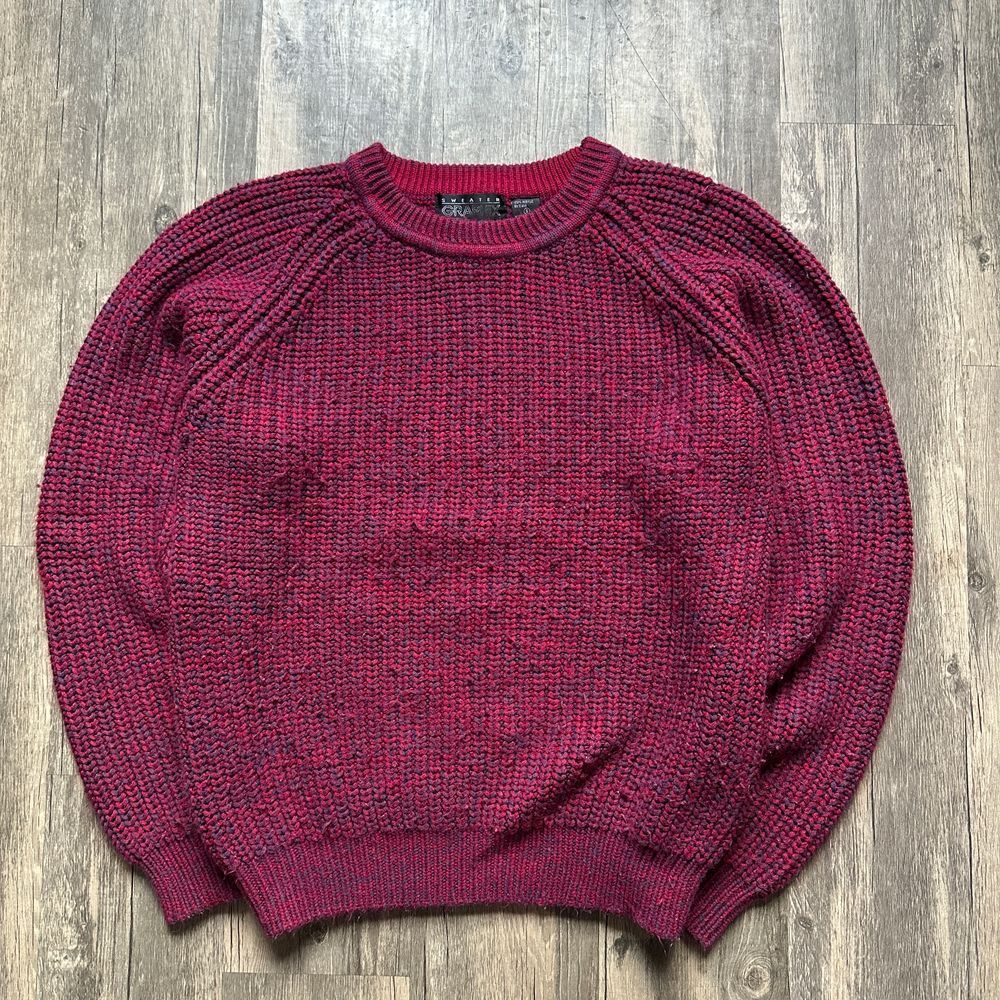 Graphix Burgundy Chunky‎ Knit Sweater Crewneck Pullover Acrylic Winter Jumper S